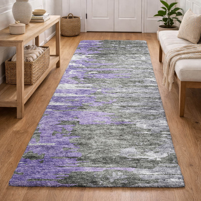 Tapis à poil long de qualité supérieure lavable à la machine ADS704, Mauve, Tapis de couloir 2 pi 3 po x 7 pi 6 po