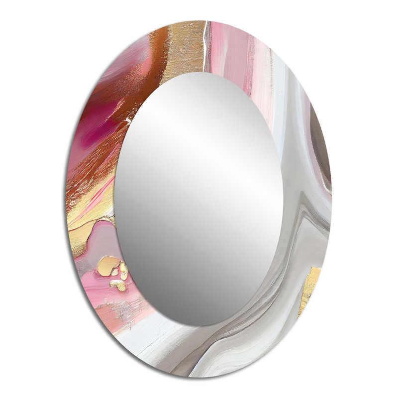 Miroir mural rose et doré à motif abstrait IV, 40 po x 30 po
