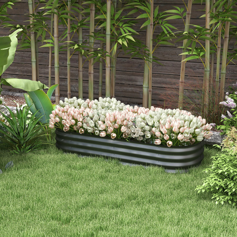 Ensemble de jardin surélevé galvanisé, jardinière surélevée en métal avec bordure de sécurité, réservoir de bricolage facile pour faire pousser des fleurs, des herbes et des légumes