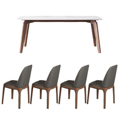 Modern Simple Exquisite Rock Slab Dining Table Set