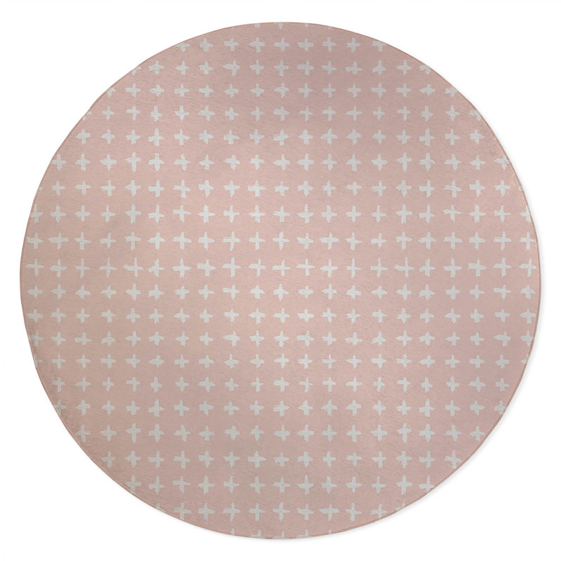 Check Non-Slip Outdoor Rug, Round 5'