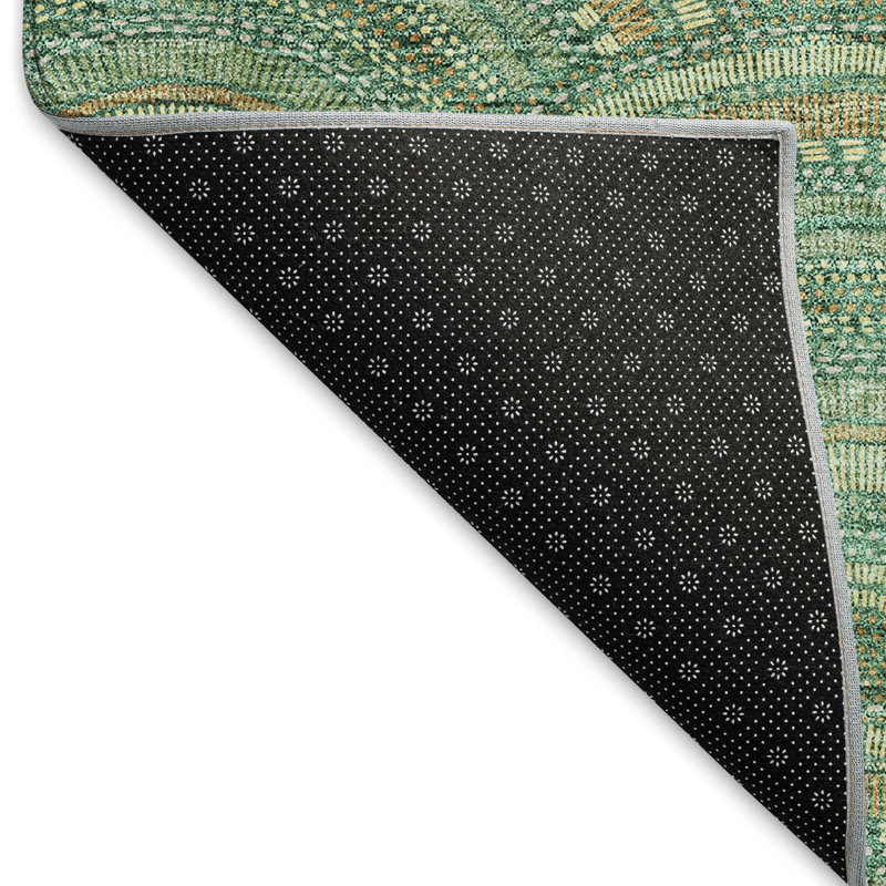 Premium Machine Washable Prisco Sage Rug, Rectangle 2'6" x 3'10"