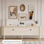 Meuble télé en bois massif blanc crème-105897407