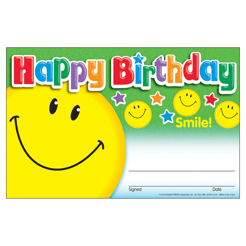 Récompense de sourire joyeux anniversaire