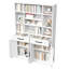 Bibliothèque de 71 po de hauteur avec portes, tiroirs et tablettes ouvertes réglables, armoire de rangement en métal pour bureau personnel, salon, bibliothèque industrielle, blanc