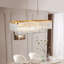 Lustre en cristal réglable avec cadre en fer industriel moderne pour le salon, la cuisine et la chambre à coucher - Doré