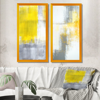 «Gray Meets Yellow Abstract Art III», ensemble de 2 photographies sur toile