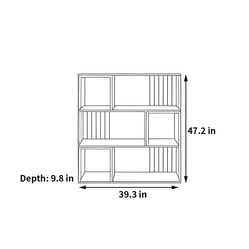 Une bibliothèque de style roman et artistique, (3 tablettes) H 47,2 po x l 39,3 po x P 9,8 po, Vert/brun