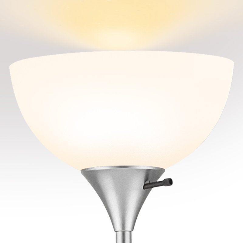 Lampe torchère sur pied 71 po avec 2 lumières DEL, Nickel