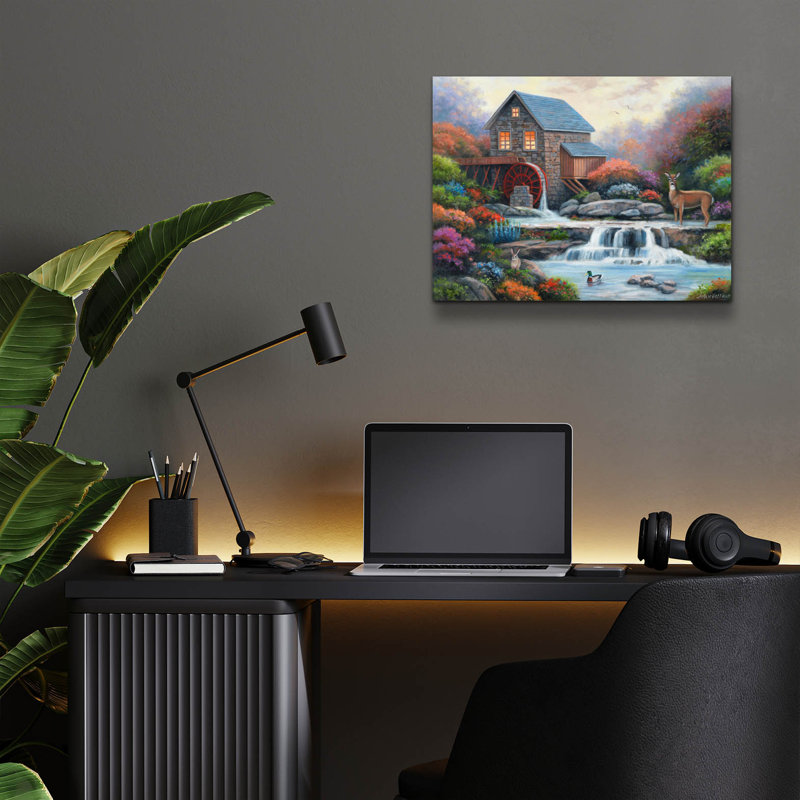 Lark Manor ™ «A visit to the Waterwheel» par John Zaccheo, art mural en verre acrylique, H 12 po x l 16 po x P 0,13 po