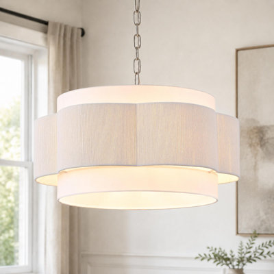 20" 4-Light Scalloped Rope Drum Chandelier