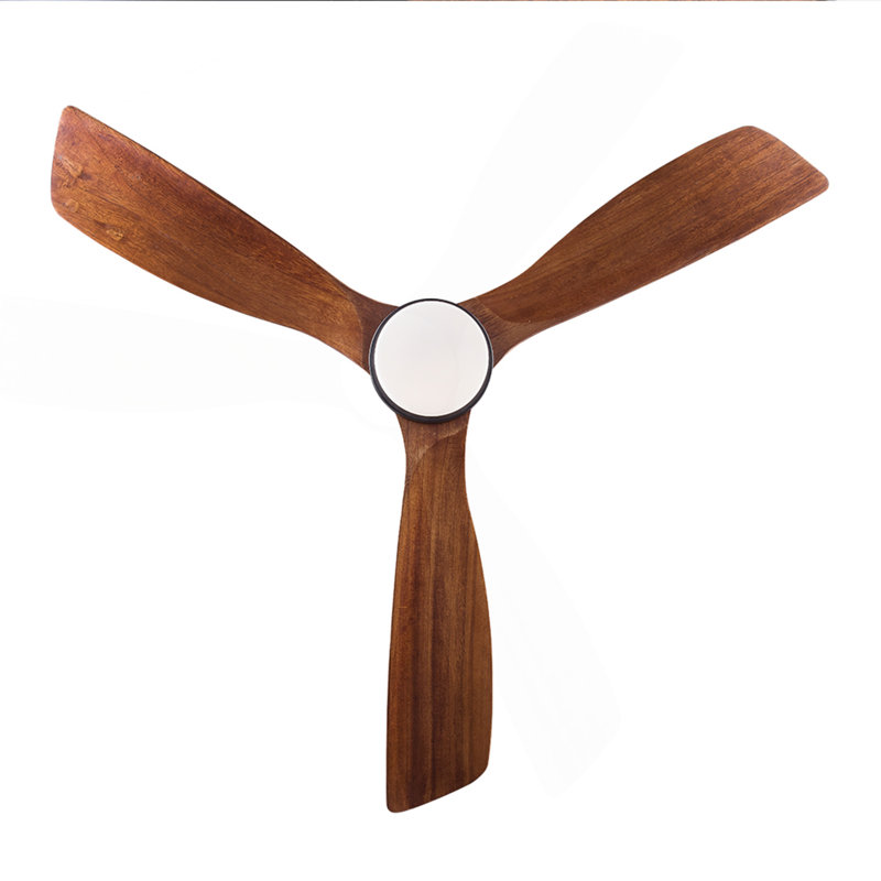 52 Inch Modern Black Ceiling Fan With Light 3 Solid Wood Blades Remote Control Reversible DC Motor With Dimmable LED, Black