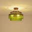 Plafonnier encastré en verre vert 3 lumières