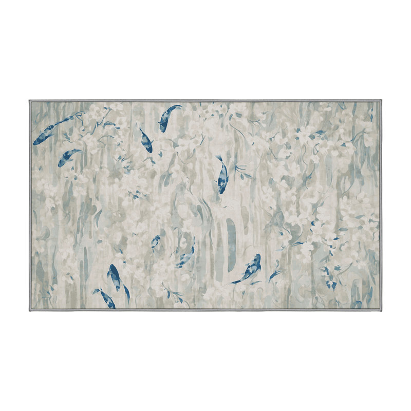 Machine Washable Gray Area Rug, Rectangle 4' x 6'