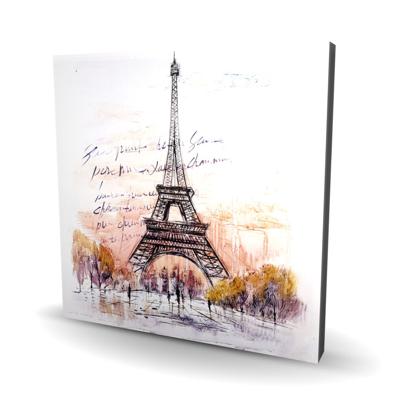 Eiffel Tower Sketch Canvas - Handwritten Message Home Decor
