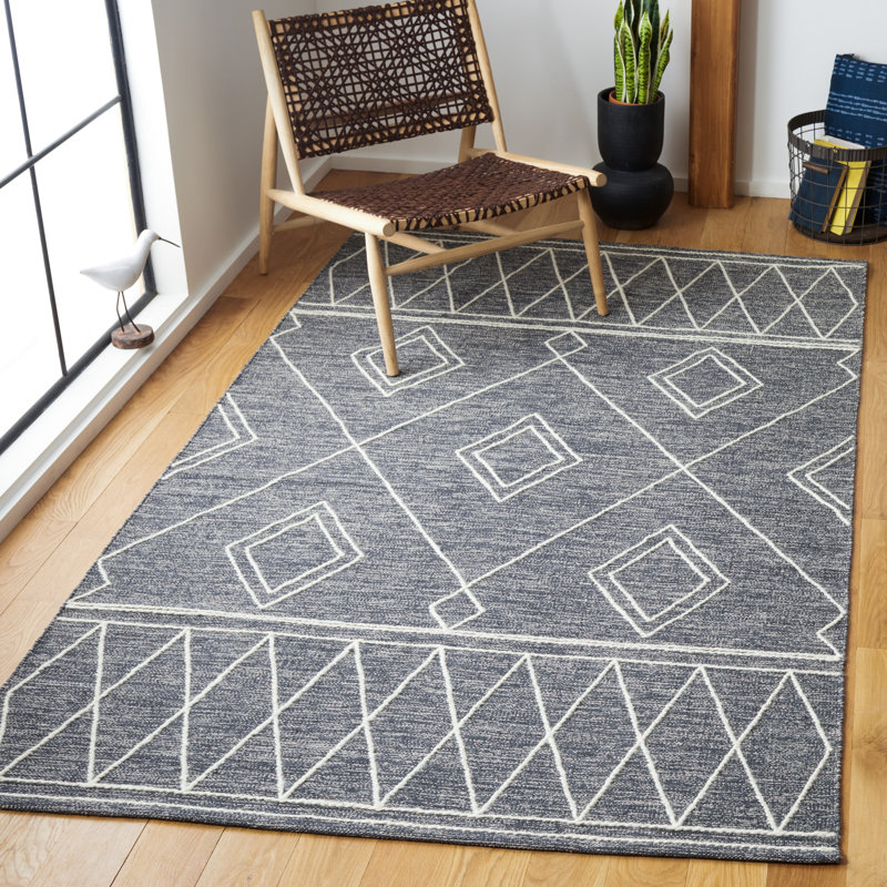 Tapis gris anthracite / ivoire tissé à la main Holtby Southwestern, Rectangle 4 pi x 6 pi