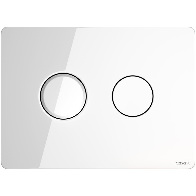 Button pneumatic accento square glass black, White