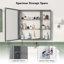 Armoire à pharmacie avec miroir pour salle de bain, miroir de salle de bain mural avec rangement, tablettes réglables, cadre en aluminium, fixation en surface brun noir-130836879-130836880