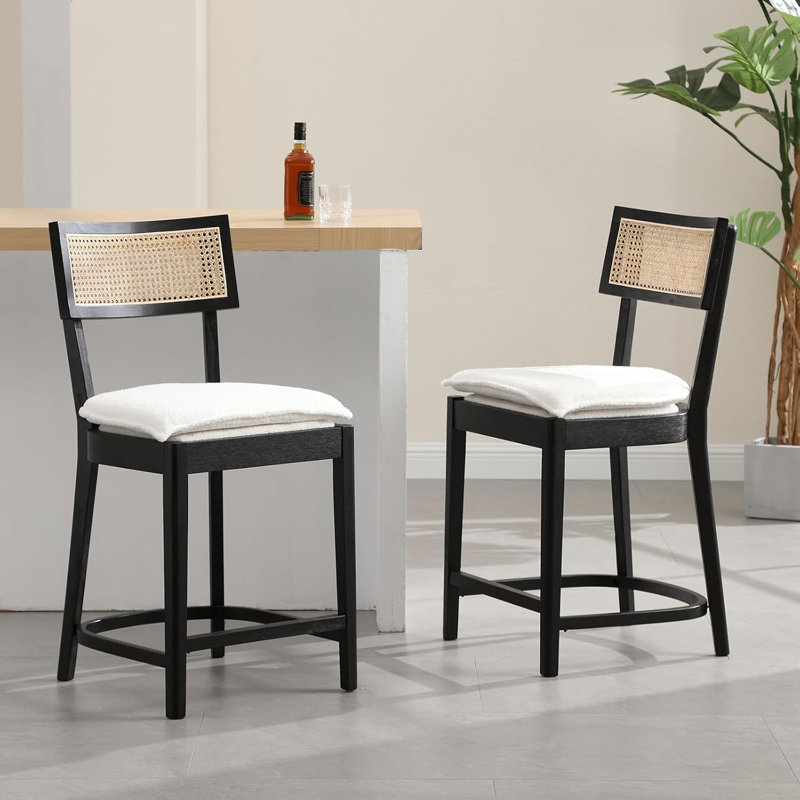 Ensemble de 2 tabourets de bar 26 po Sherpa, Noir
