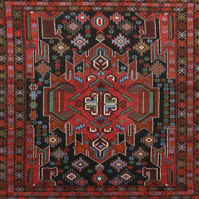 Tapis traditionnel noir / rouge Riehle