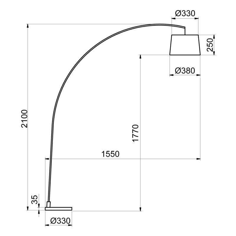 Arcuate 210cm Arched Floor Lamp, White