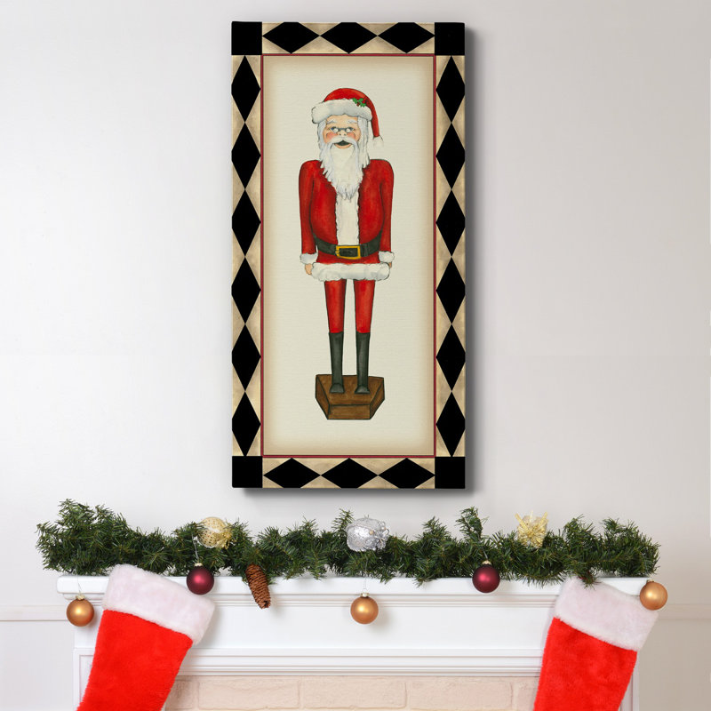 Toile tendue avec châssis de qualité supérieure Jolly Santa - prête à être accrochée, H 24 po x l 12 po x P 1,5 po