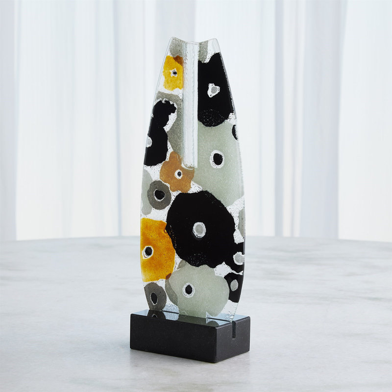 Fused Floral Flat Vase-Neutral