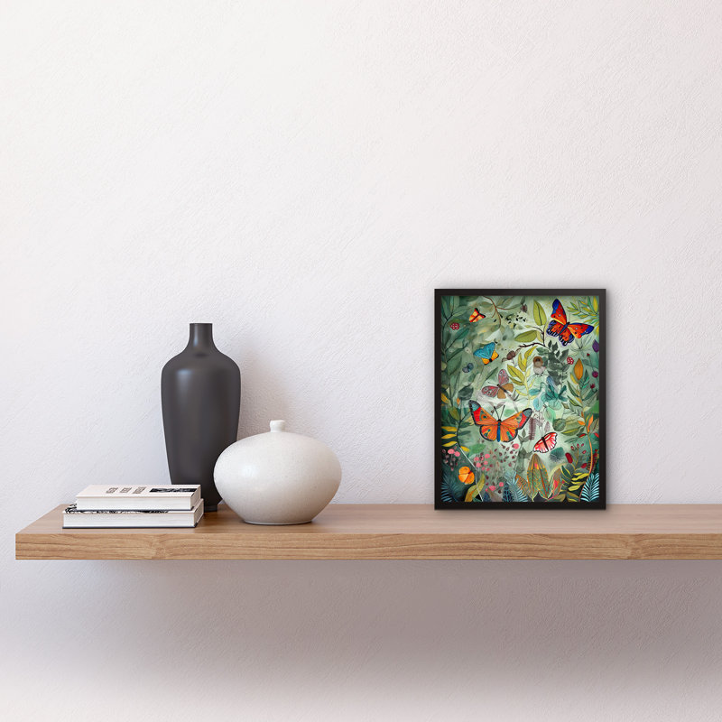 Volga Butterflies In A Spring Field Modern Folk Art - Single Picture Frame Print