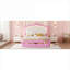 Lit plateforme tapissier en similicuir, lit double Princess avec lumières DEL et tiroirs de rangement, rose et blanc doux