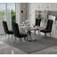 Ensemble de table de salle à manger 5 pièces en chrome argenté avec 4 chaises de salle à manger capitonnées en velours noir-1946851205-1946851210-1946851209