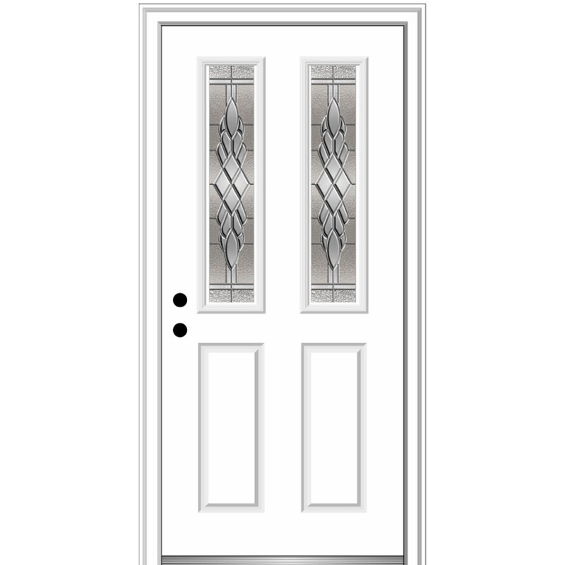 Porte d'entrée pré-montée en fibre de verre 2 panneaux 2 1/2 Grace Grace, H 37 po x l 81 po x P 6 po, Blanc brillant