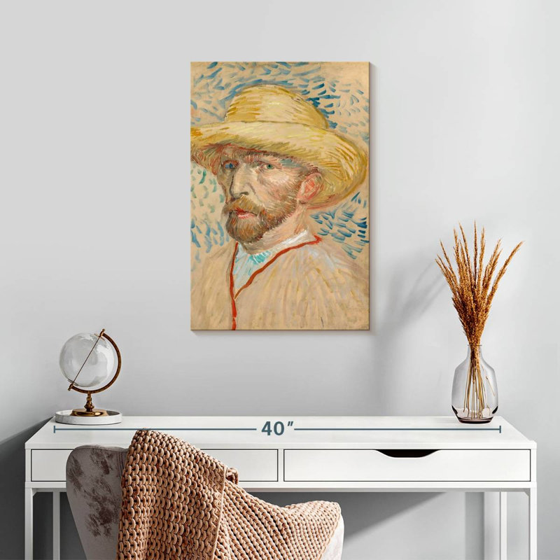 Leisha Self Portrait With Straw Hat, 24" H x 16" W