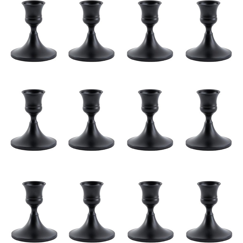 12 porte-bougies effilés noir mat