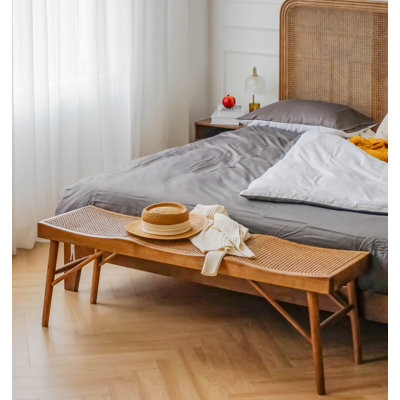 Brylynn Solid Wood & Cane Bench