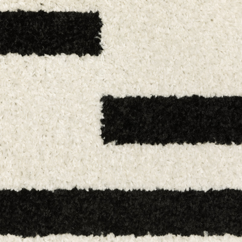 Colesen Staggered Stripes Beige/ Black Area Rug, Rectangle 5'3" x 7'