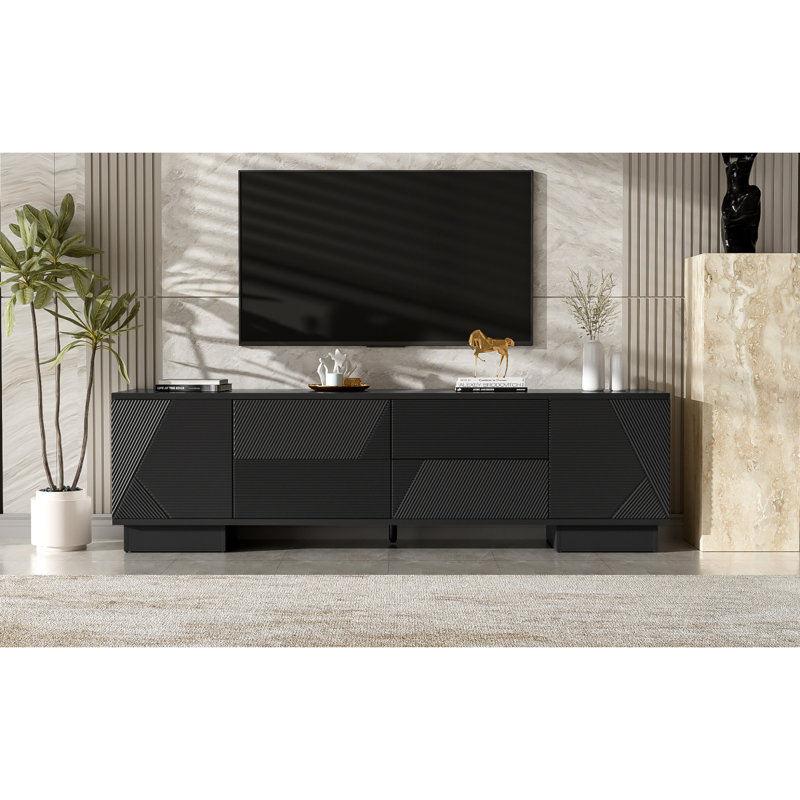 VIBE HAUS 70.8'' Modern TV Stand For Tvs Up To 75 Inches, Entertainment Center With Storage Cabinets, 4 Drawers And A Metal Center Leg, Minimalist Modern Media TV Console Table For Living Room