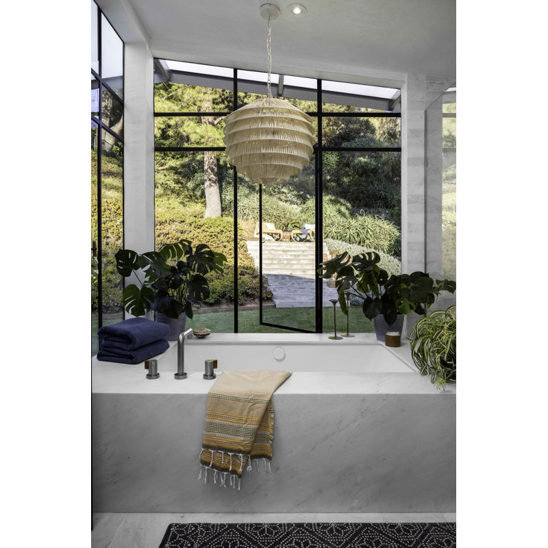 Kira 60'' L Soaking Bathtub, White, Polished Nickel