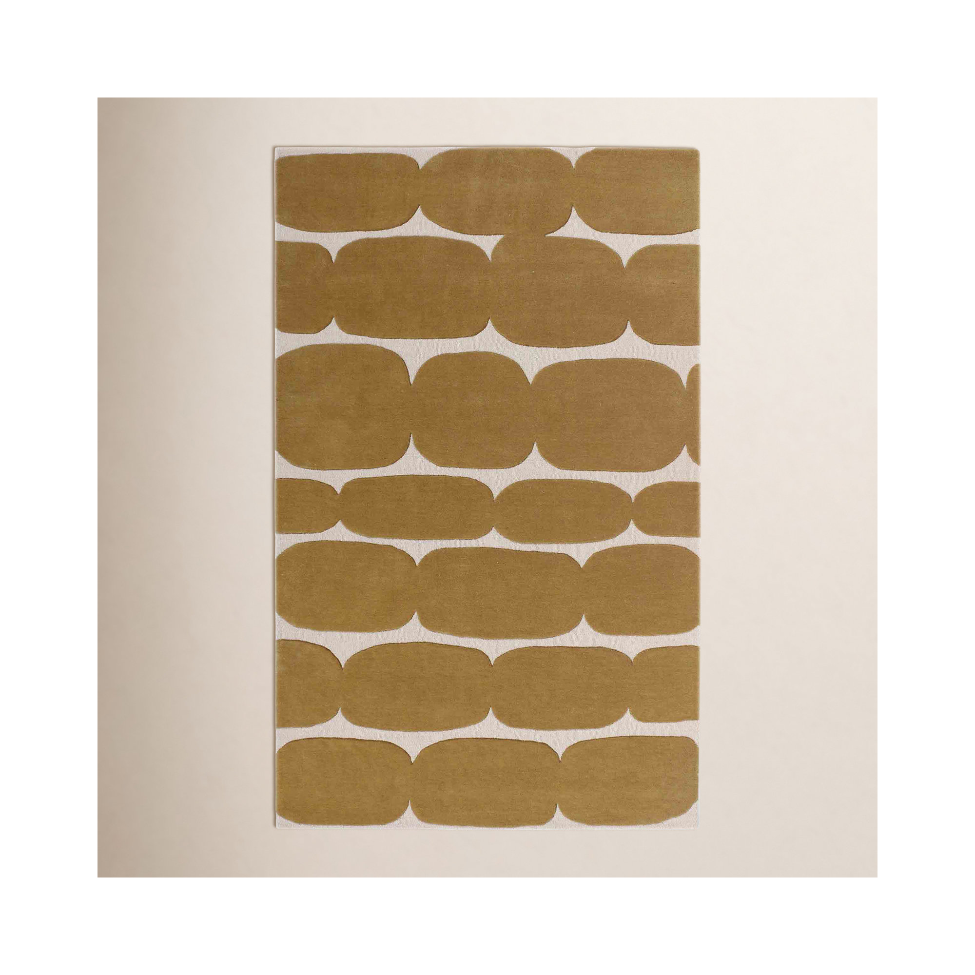 Brick Road Handmade Mustard Yellow/Ivory Rug, Rectangle 6' x 9'