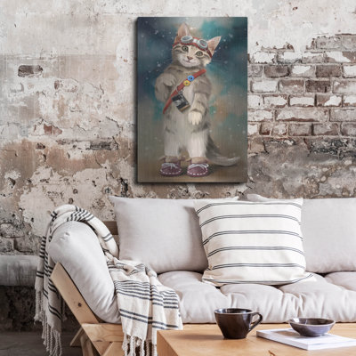 «Chat est un photographe habillé de bottes et de lunettes» par Kajenna Art, art mural en métal, 24 po x 36 po