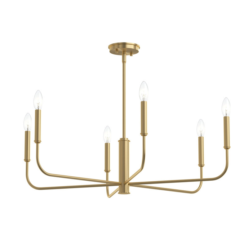 Reines 6-Light Brushed Gold Large Chandelier, Brushed Gold, 6