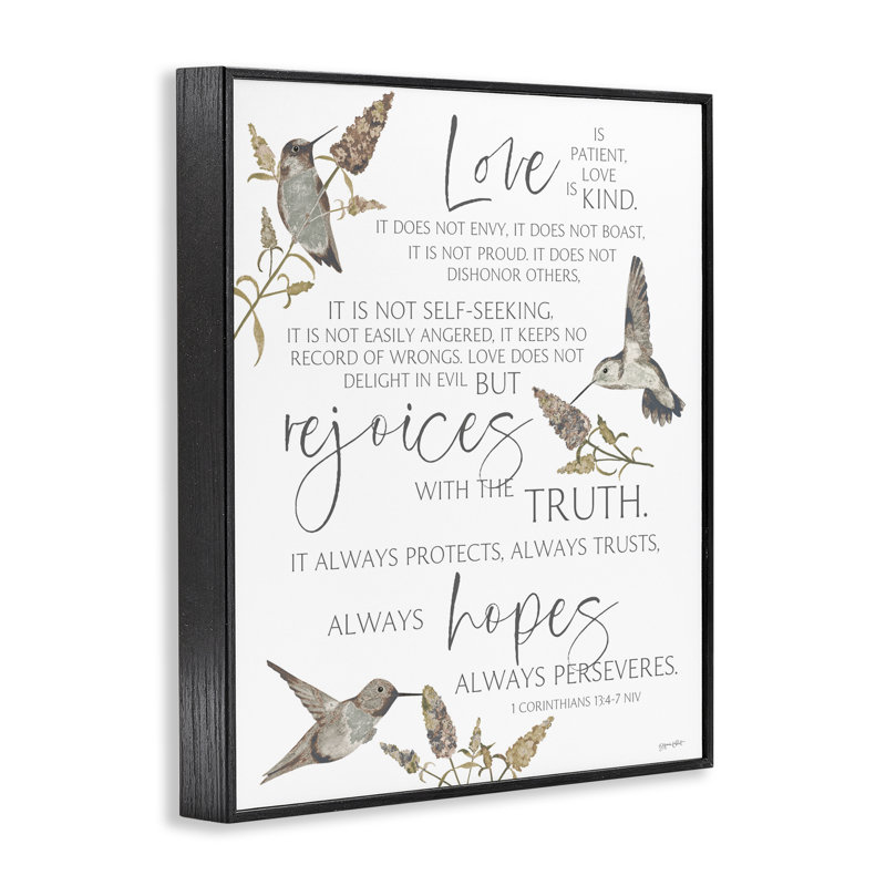 «Love Is patient Inspirational», estampe numérique, conception par Annie Lapoint, H 14 po x l 11 po