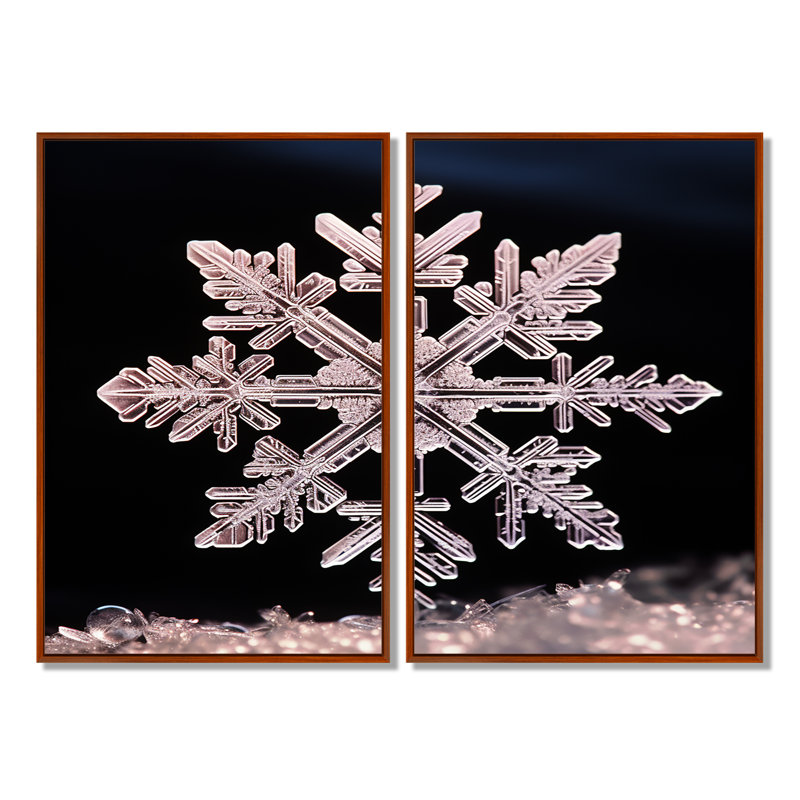 Cristal flocon de neige Tranquility I - paysage d'hiver grand art mural, H 36 po x l 48 po, Brun