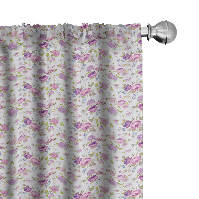 Shabby Floral Semi-Sheer Rod Pocket Curtain Panels, 28" x 95"
