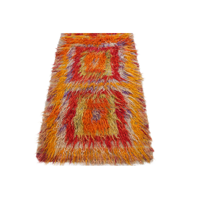 Wool Area Rug in Red/Orange/Gold
