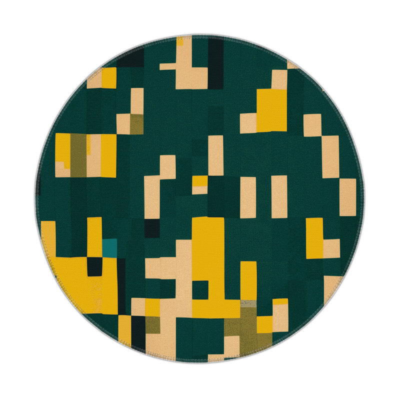 Pixel Pastures Indoor And Outdoor Area Rug, Round 5'