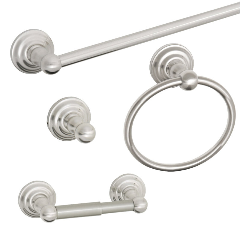 Ensemble d'accessoires de salle de bain 4 pièces Design House Calisto, Nickel satiné