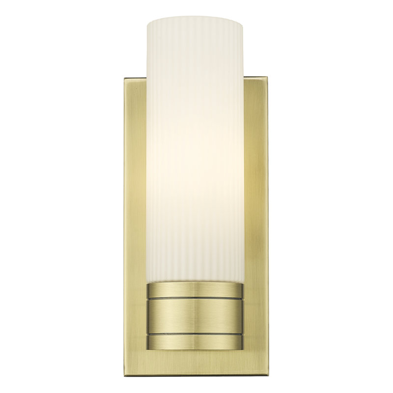 Ballston - Cofield - 1 Light 5" Sconce with 8"H Shade, Antique Brass, Striped White