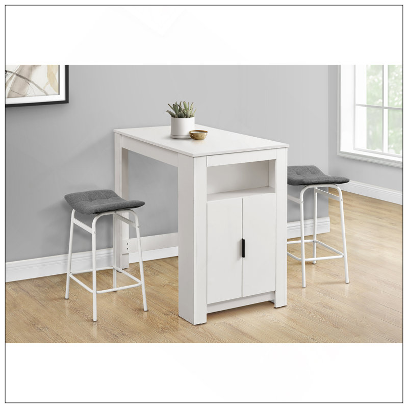 Table de salle à manger, rectangulaire, 48 po, hauteur de comptoir, petite cuisine, rangement, stratifié blanc, contemporain, moderne