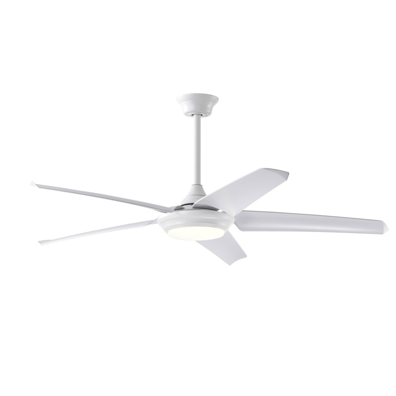 Aisling Modern White Lighted Ceilng Fan 5-Blades LED Remote Control