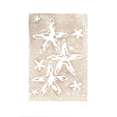 " Starfish Gray Brown Print "